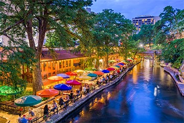 A waterside street in San Antonio, Texas